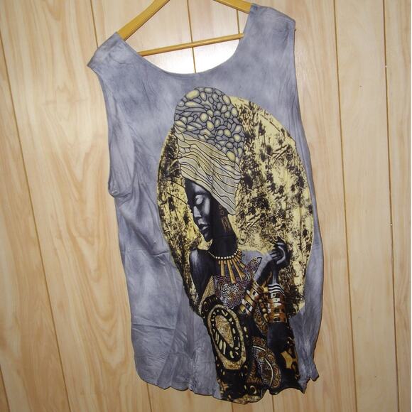 Jaquline Design Studio Round Neck Sleeveless Graphic Print Top 2X - Picture 3 of 5